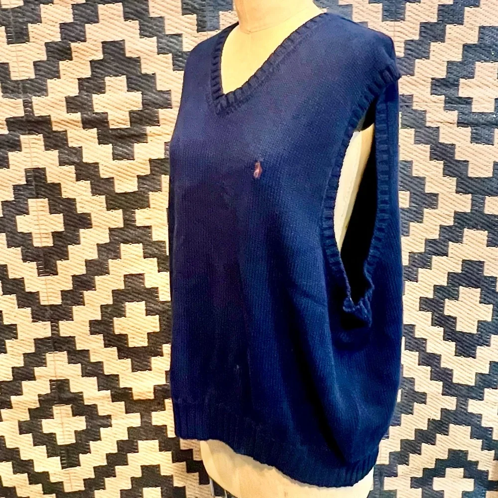 VINTAGE Polo Ralph Lauren knit‎ sleeveless sweater vest v neck 100% cotton 90s
